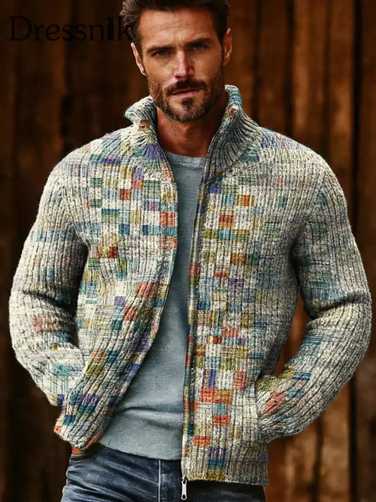 Herren-Pullover mit Reiß verschluss geometrische Kunst als bild / S