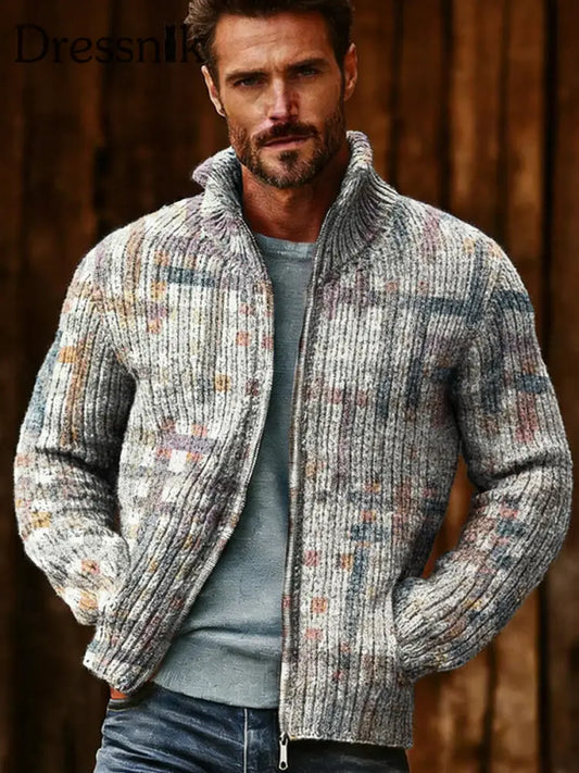 Herren-Pullover mit Reiß verschluss geometrische Kunst als bild / S
