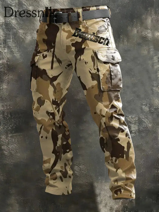 Herren raue Wüsten-Camo ’Deutsch’ Cargo-Hosen mehrfarbig / S