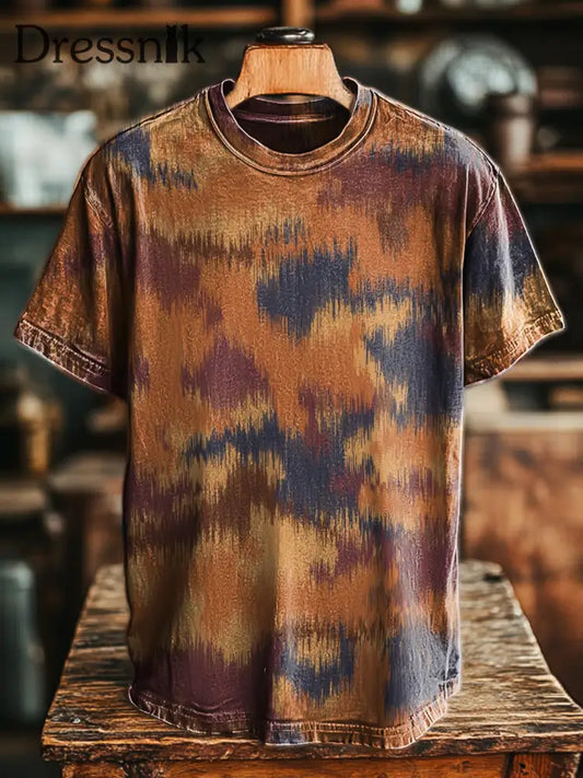 Herren Retro Abstrakt Camouflage Print Lässiges Kurzarm T-Shirt bunt / S
