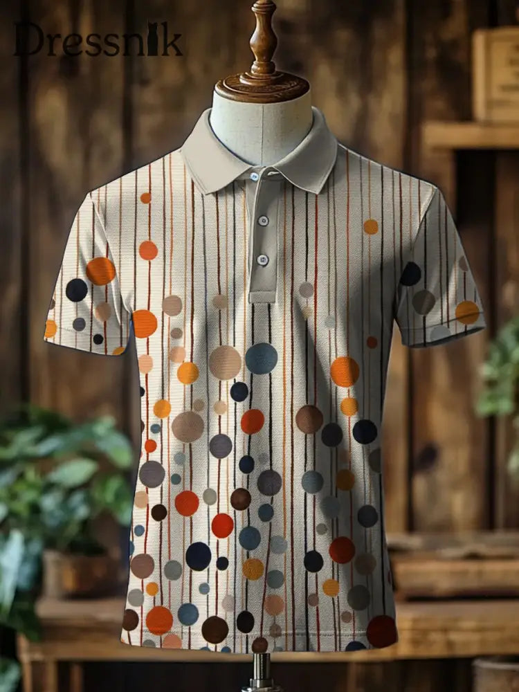 Herren Retro Abstrakt Kunstdruck Stand Kragen Casual Polo Shirt A / S