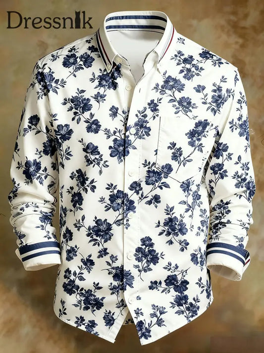 Herren Retro Abstrakter Kunstdruck Komfortables Business-Style-Shirt A / S