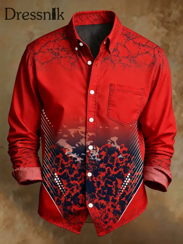Herren Retro Abstrakter Kunstdruck Komfortables Business-Style-Shirt A / S