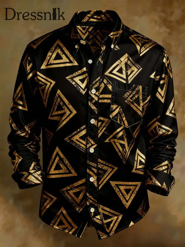 Herren Retro Abstrakter Kunstdruck Komfortables Business-Style-Shirt A / S