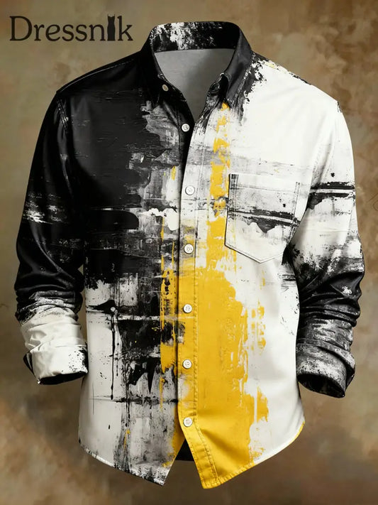 Herren Retro Abstrakter Kunstdruck Komfortables Business-Style-Shirt A / S