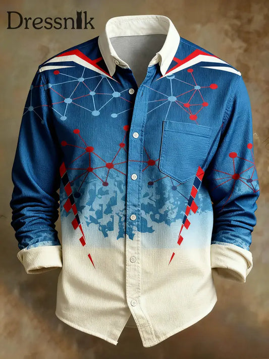 Herren Retro Abstrakter Kunstdruck Komfortables Business-Style-Shirt A / S