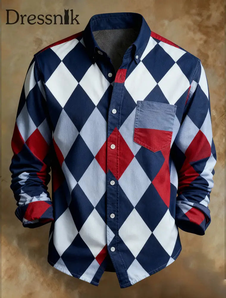 Herren Retro Abstrakter Kunstdruck Komfortables Business-Style-Shirt A / S