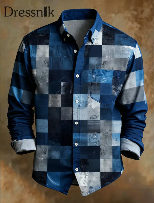 Herren Retro Abstrakter Kunstdruck Komfortables Business-Style-Shirt A / S