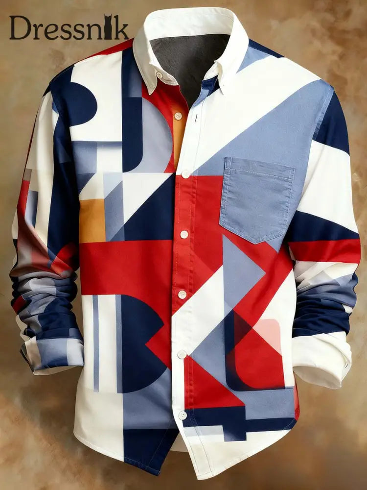 Herren Retro Abstrakter Kunstdruck Komfortables Business-Style-Shirt A / S