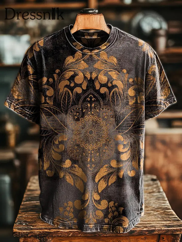 Herren Retro Abstraktes Blumen druck Lässiges Kurzarm T-Shirt bunt / S