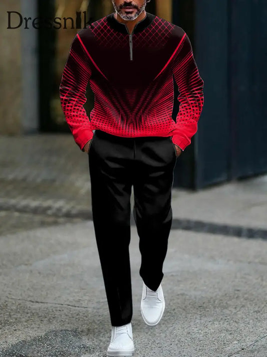 Herren Retro abstraktes geometrisches minimalist isches Business-lässiges Polo-Set mehrfarbig / S