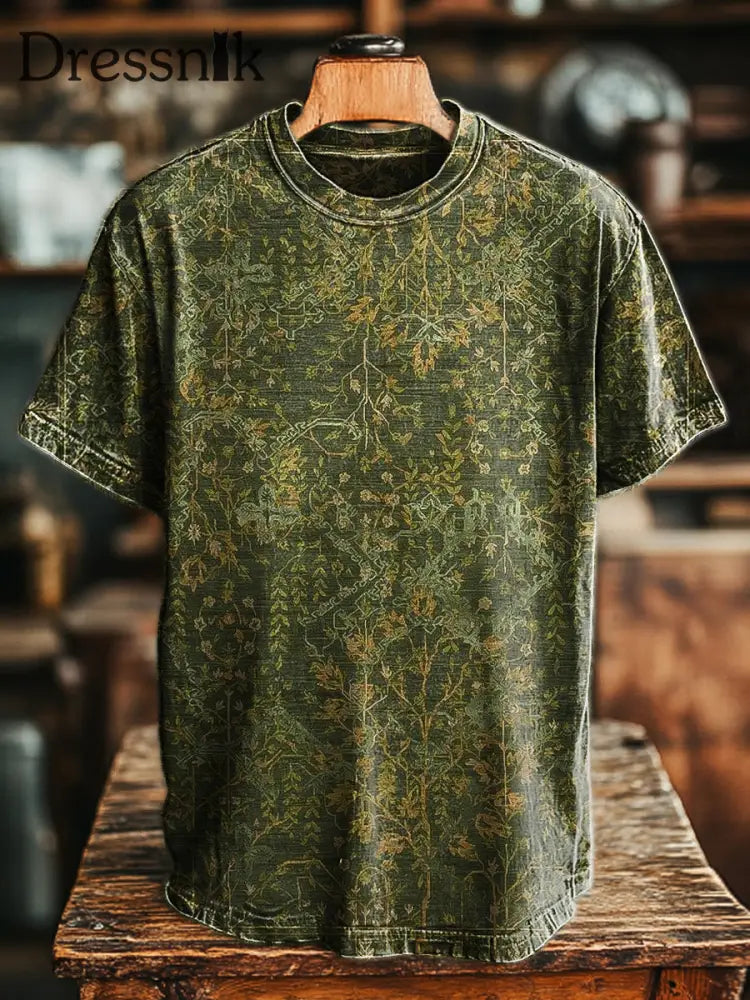 Herren Retro Botanical Floral Print lässig Kurzarm T-Shirt bunt / S