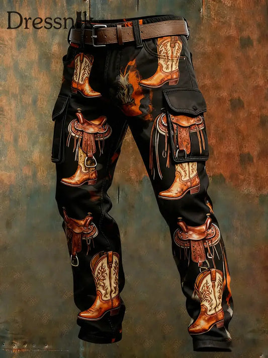 Herren Retro Business Casual Western Arbeits hosen A / S