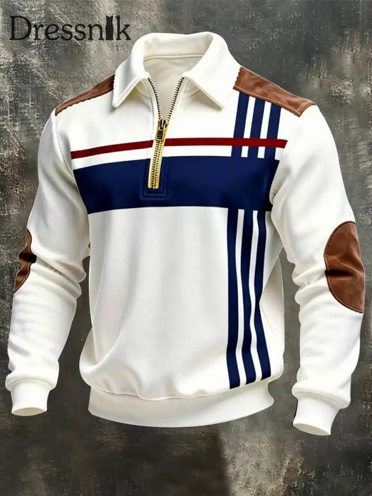 Herren Retro Casual Bedrucktes Sweatshirt mit Reiß verschluss als bild / S