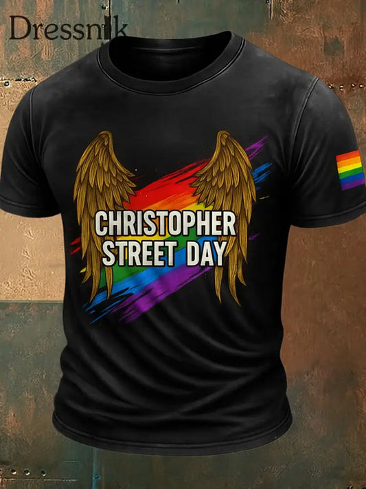 Herren Retro Christopher Street Day Deutschland Flagge Bedruckt Rundhals sportliche Kurzarm T-Shirt A / S