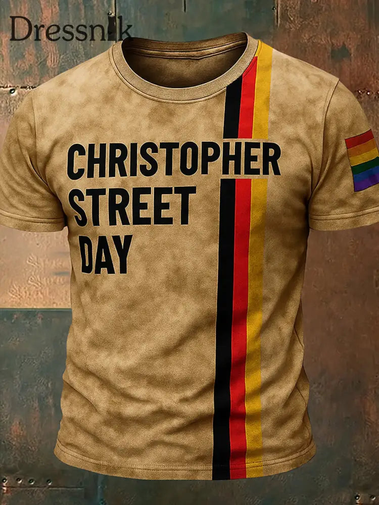 Herren Retro Christopher Street Day Deutschland Flagge Bedruckt Rundhals sportliche Kurzarm T-Shirt A / S