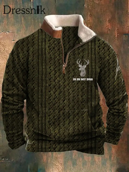 Herren Retro Country Western Kaschmir Gestrickt Bedrucktes Stehkragen Lässig Sweatshirt A / S