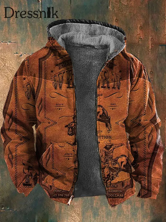 Herren Retro Country Western Kaschmir Gestrickte Bedruckte Reiß Verschluss Strickjacke Freizeit