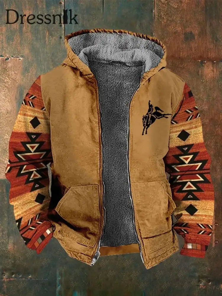 Herren Retro Country Western Kaschmir Gestrickte Bedruckte Reiß Verschluss Strickjacke Freizeit