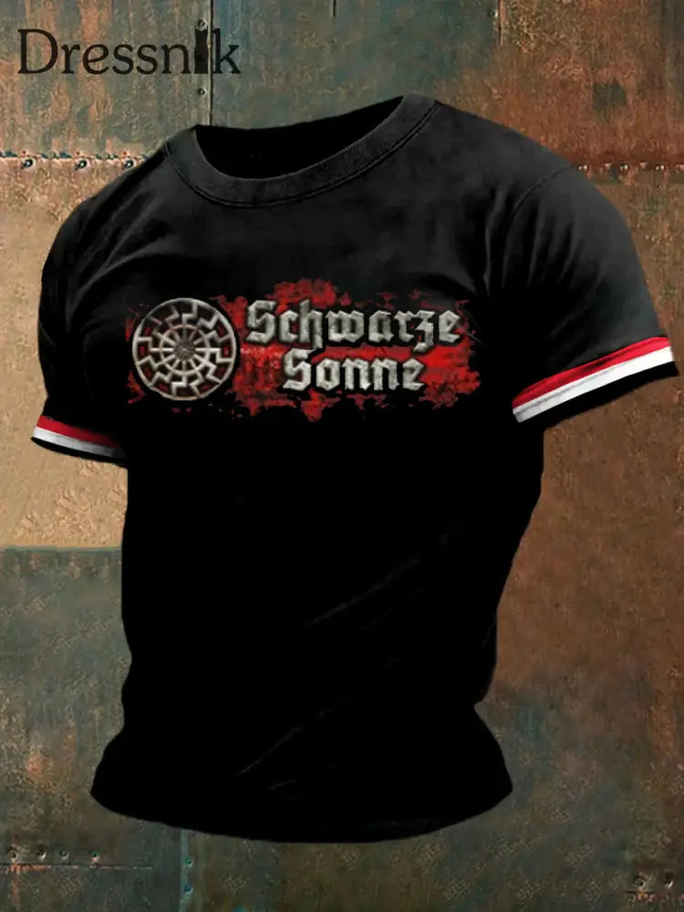 Herren Retro Deutsch Print Lässiges Kurzarm T-Shirt A / S