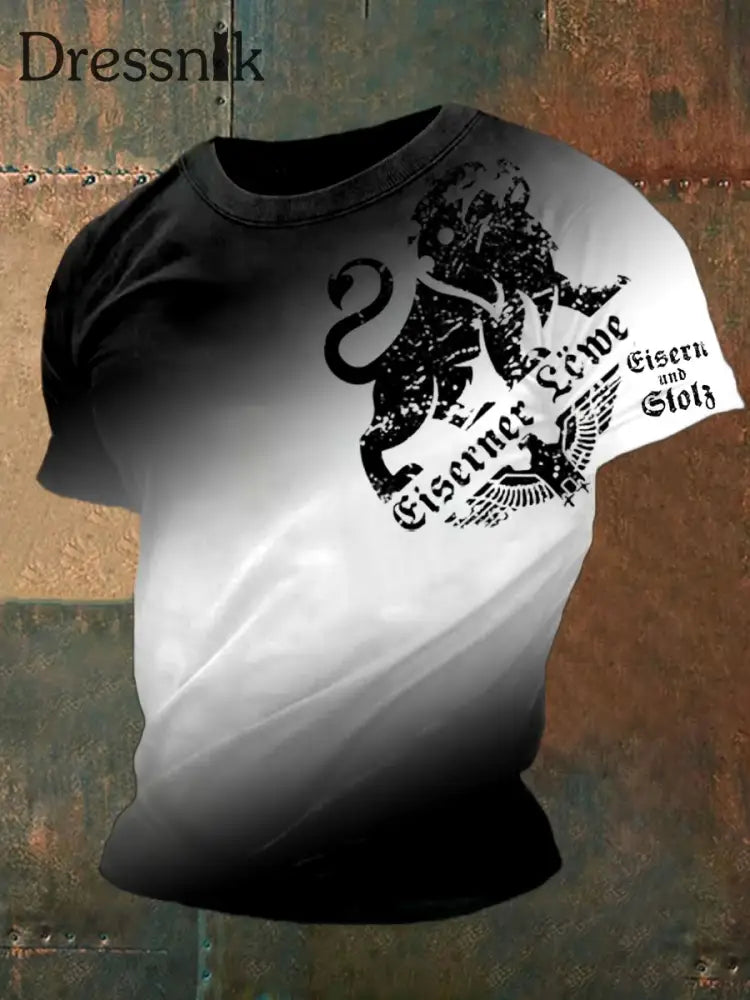 Herren Retro Deutsch Print Lässiges Kurzarm T-Shirt A / S