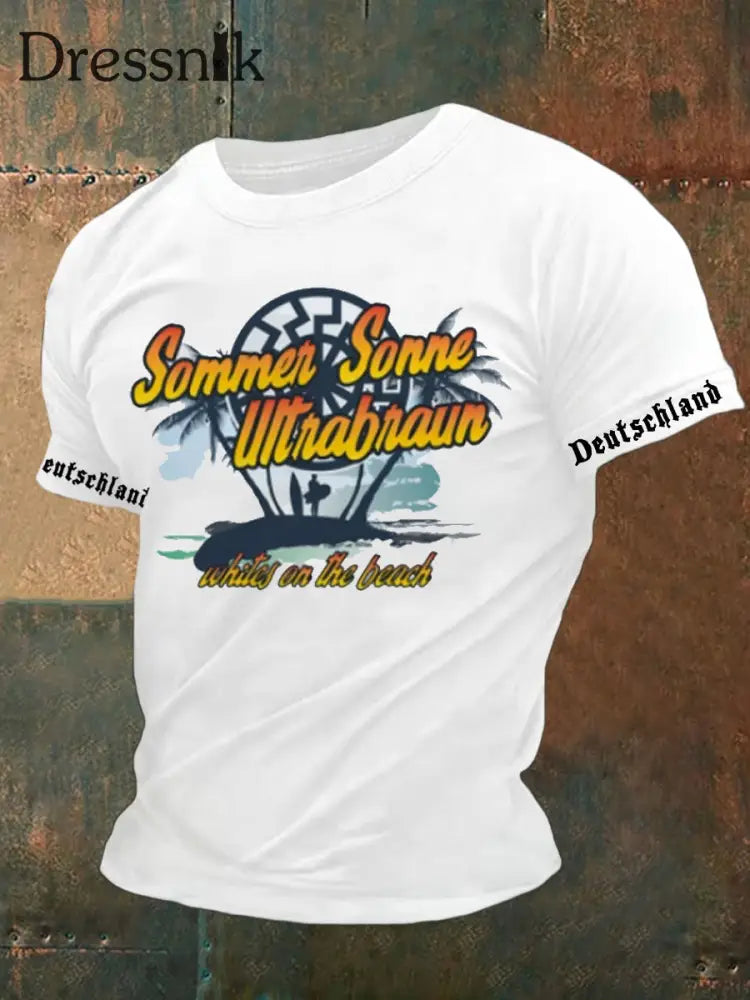 Herren Retro Deutsch Print Lässiges Kurzarm T-Shirt A / S