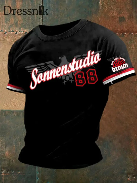 Herren Retro Deutsch Print Lässiges Kurzarm T-Shirt A / S