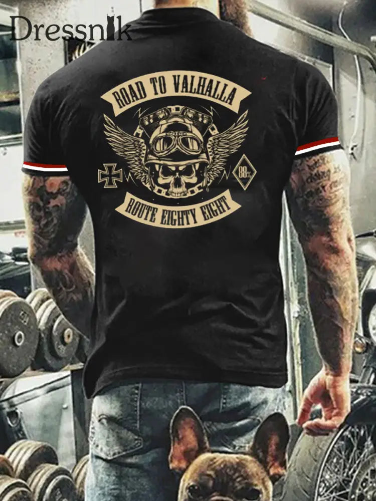 Herren Retro Deutsch Print Lässiges Kurzarm T-Shirt A / S