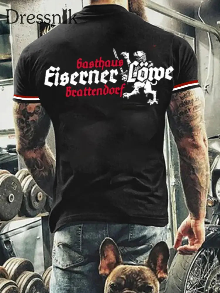 Herren Retro Deutsch Print Lässiges Kurzarm T-Shirt A / S