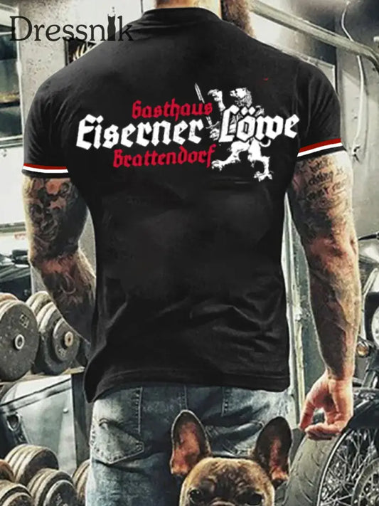 Herren Retro Deutsch Print Lässiges Kurzarm T-Shirt A / S
