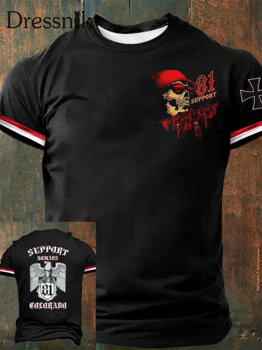 Herren Retro deutsche Kultur und Kunstdruck Casual T-Shirt A / S