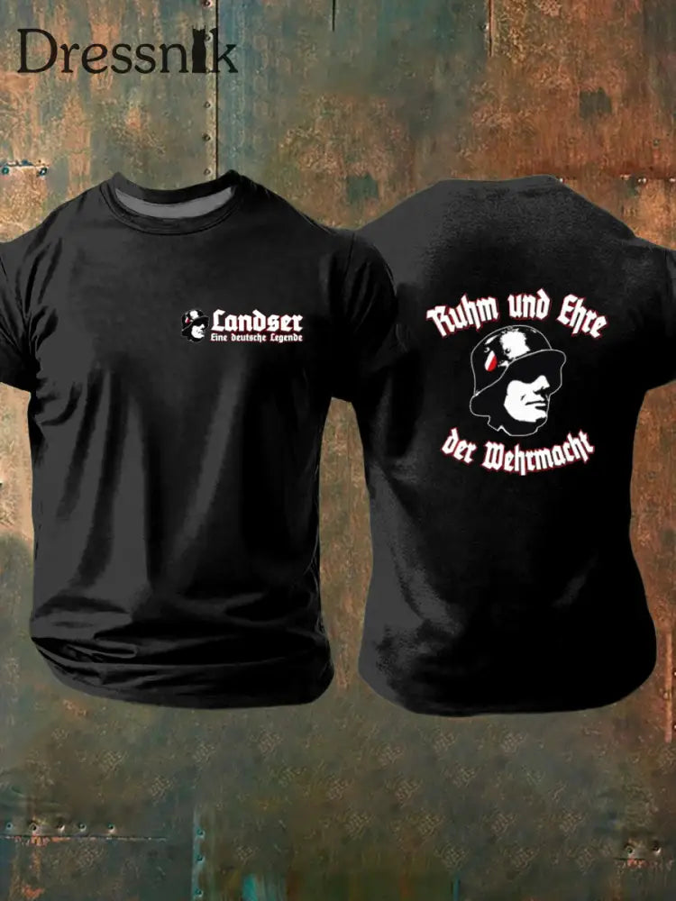 Herren Retro deutsche Kultur und Kunstdruck Casual T-Shirt A / S