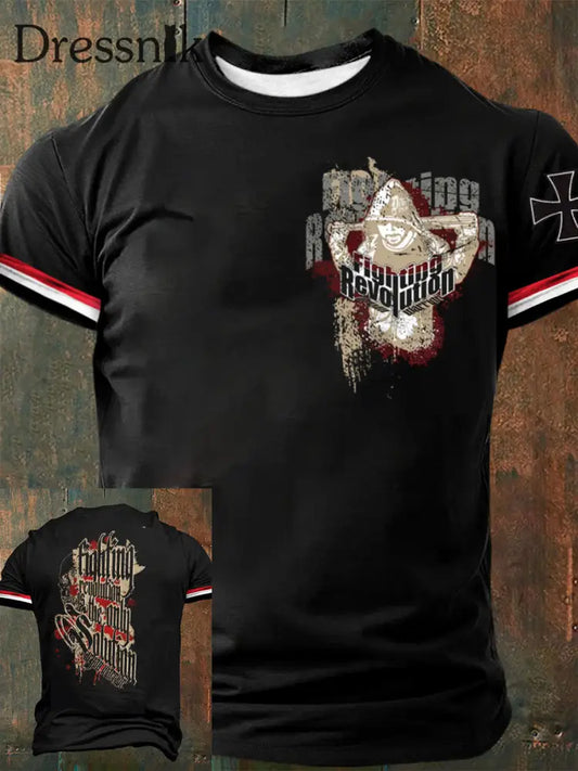 Herren Retro deutsche Kultur und Kunstdruck Casual T-Shirt A / S