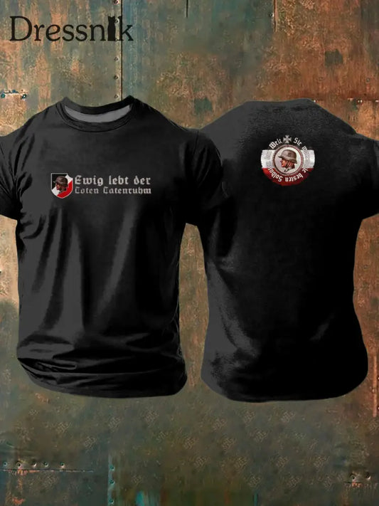 Herren Retro deutsche Kultur und Kunstdruck Casual T-Shirt A / S