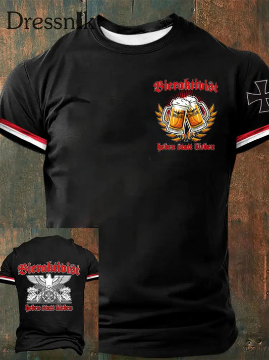 Herren Retro deutsche Kultur und Kunstdruck Casual T-Shirt A / S