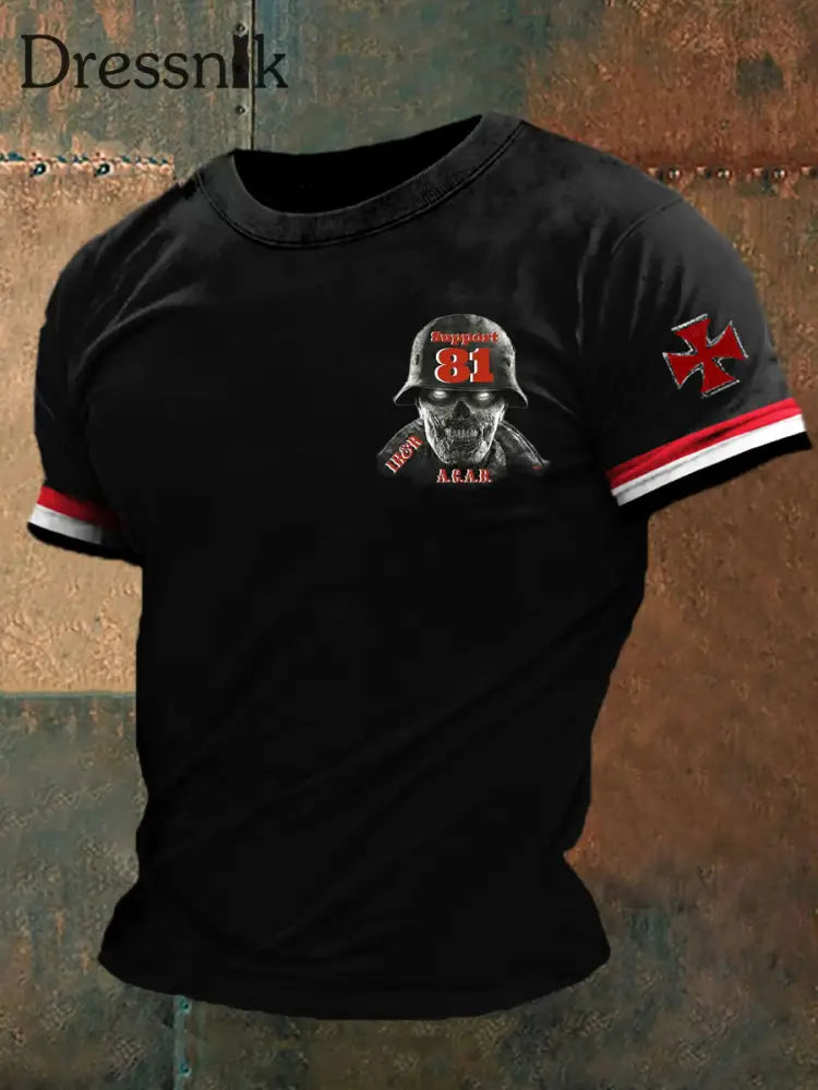 Herren Retro deutsche Kultur und Kunstdruck Casual T-Shirt A / S
