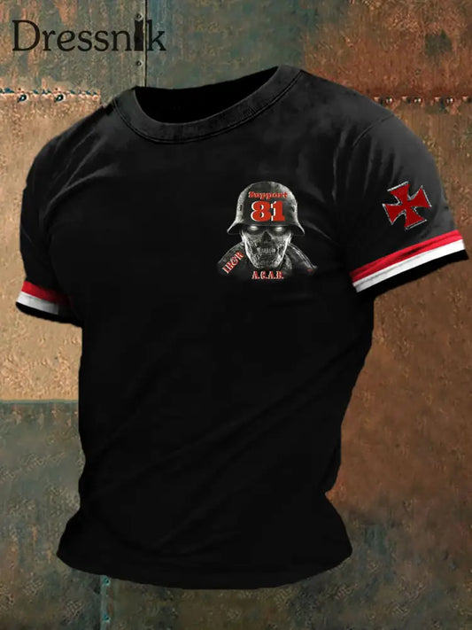Herren Retro deutsche Kultur und Kunstdruck Casual T-Shirt A / S