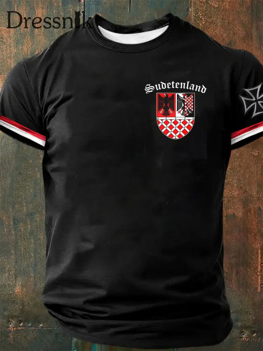 Herren Retro Deutsches Kultur muster Lässiges Kurzarm-T-Shirt A / S