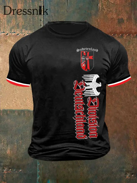 Herren Retro Deutsches Kultur muster Lässiges Kurzarm-T-Shirt A / S