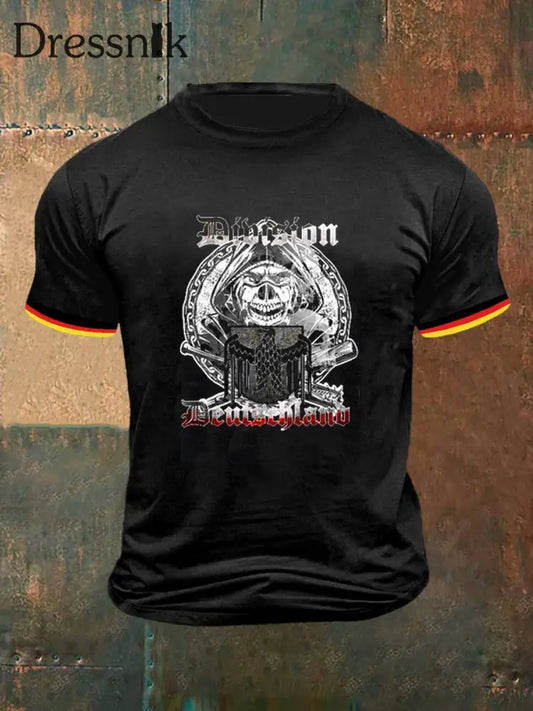 Herren Retro Deutsches Kultur muster Lässiges Kurzarm-T-Shirt A / S