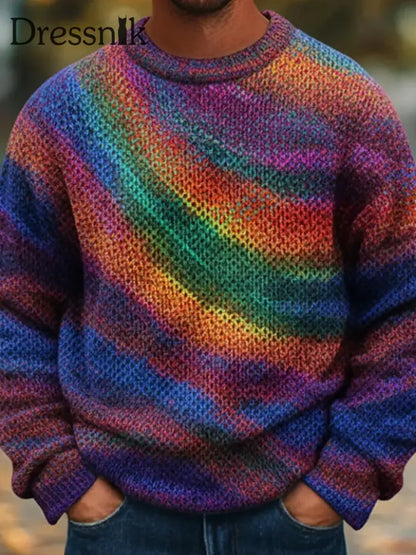 Herren Retro Farb block Streifen Abstrakt Isländischer Pullover Bild 1 / S