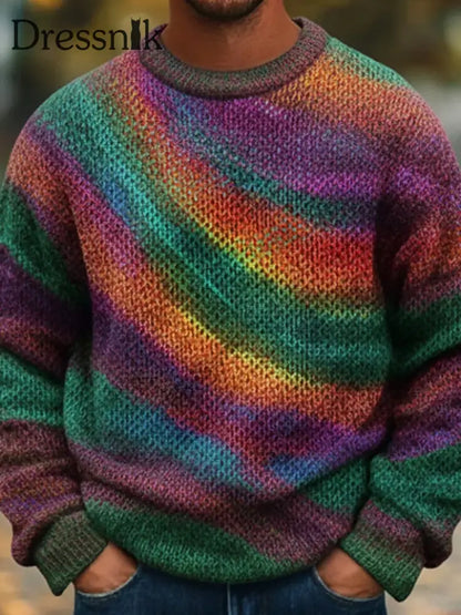 Herren Retro Farb block Streifen Abstrakt Isländischer Pullover Bild 2 / S