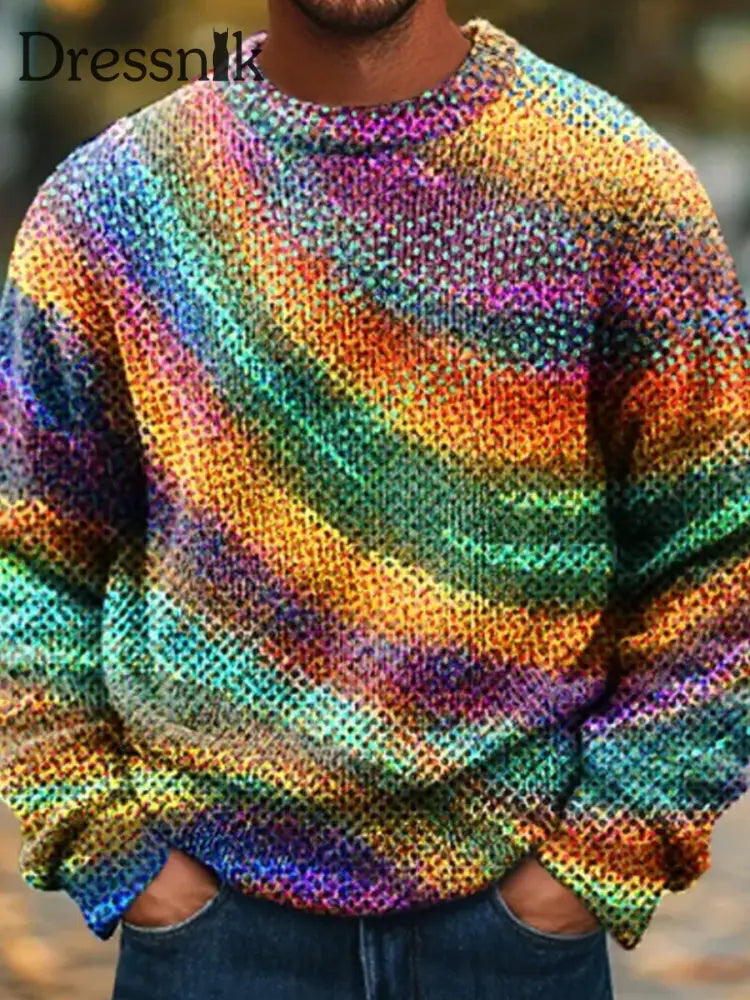 Herren Retro Farb block Streifen Abstrakt Isländischer Pullover Bild 3 / S