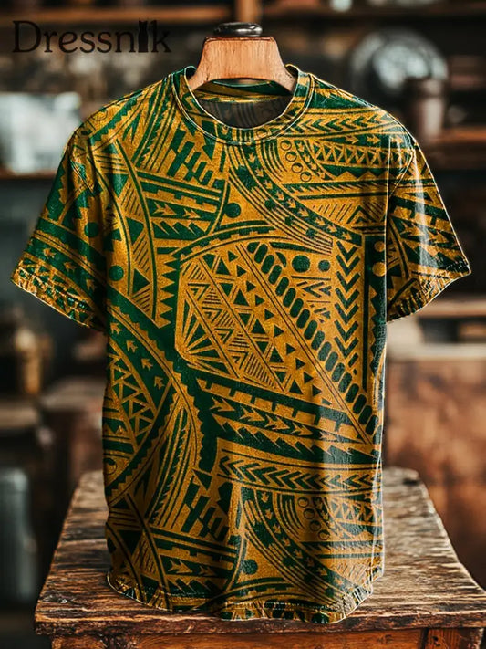 Herren Retro Geometrisches Blumen druck Lässiges Kurzarm-T-Shirt bunt / S