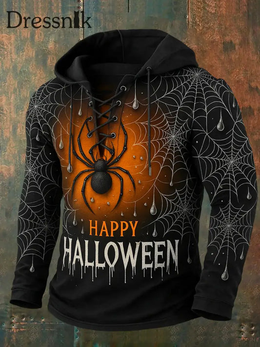 Herren Retro Halloween Horror Grafik Casual Henley A / S