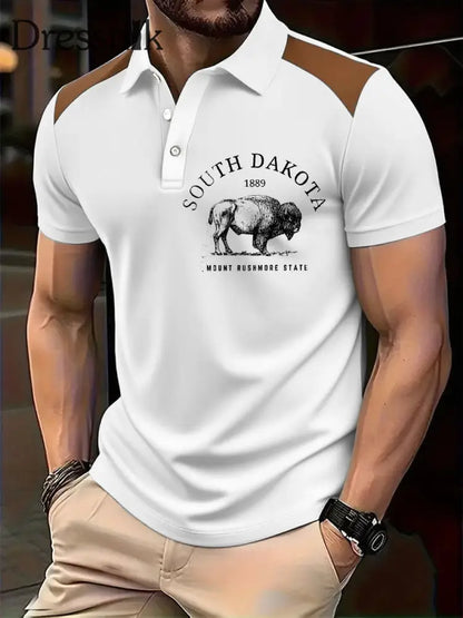 Herren Retro Highland Kuh bedruckte Freizeit Tops im westlichen Stil Weiß / S