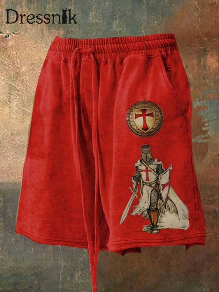 Herren Retro Knight Faith Shorts Rot / S