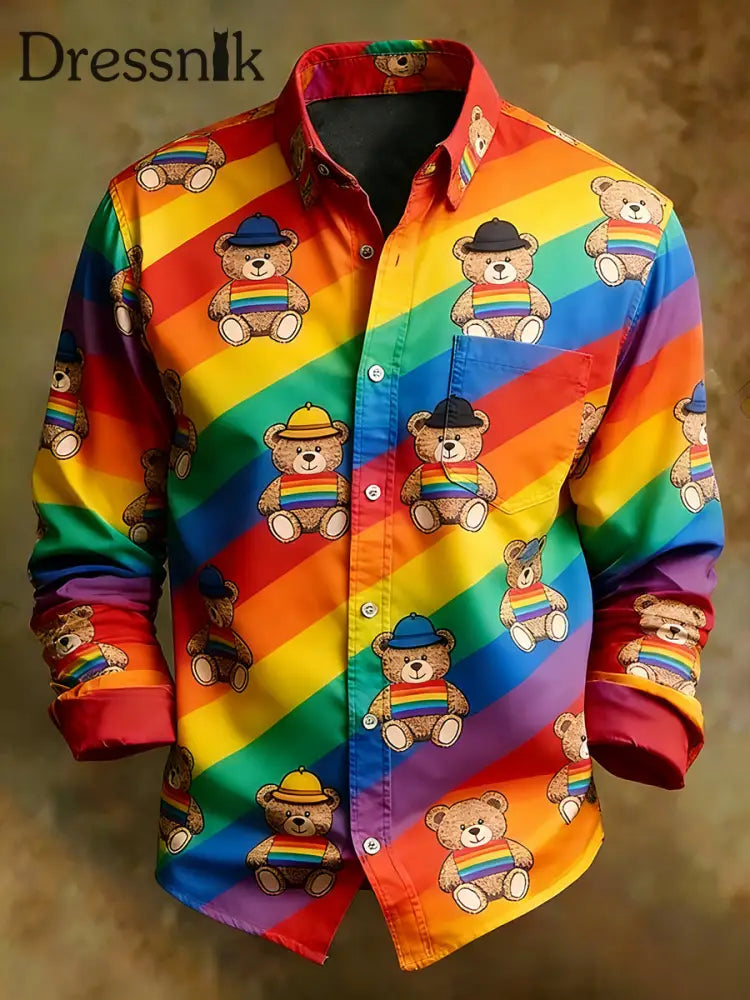 Herren Retro-Kunstdruck bequemes Business-Langarm-Shirt A / S