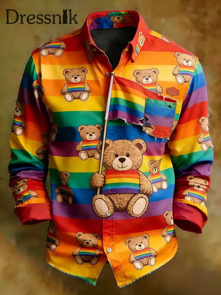 Herren Retro-Kunstdruck bequemes Business-Langarm-Shirt A / S