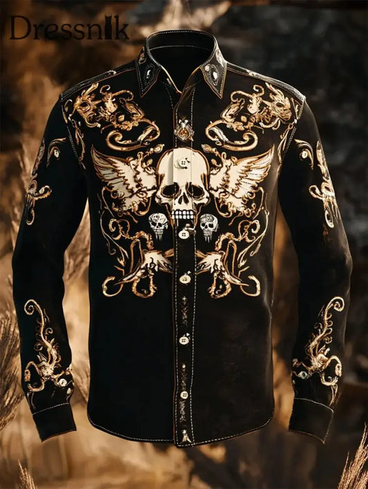 Herren Retro-lässiges T-Shirt mit Totenkopf druck als bild / S